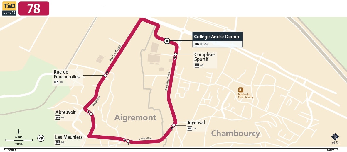 Plan de la ligne 78 et du TàD